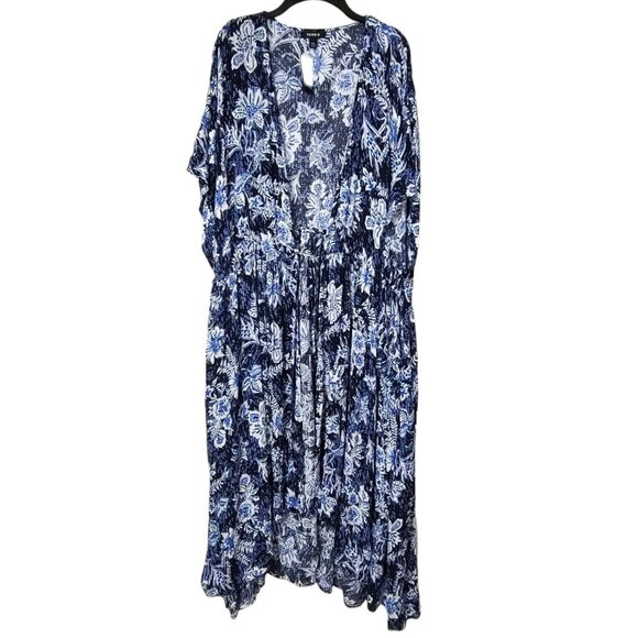 torrid Other - Torrid Women Blue Floral Cinch Waist Kimono Short Sleeve Cover Up Size 3X 4X $69